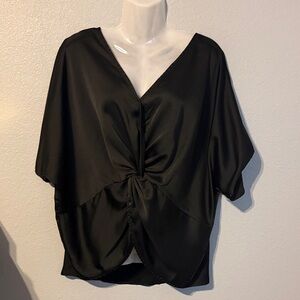 Umgee Elegant Black Satin Blouse